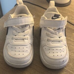 Nike Kids White and Black Velcro Casual Sneakers
